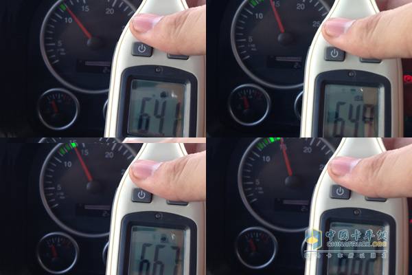 　發動機轉速分別在1200r/min、1300r/min、1400r/min、1500r/min時駕駛室內部噪音