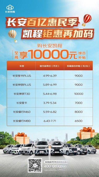 補貼越大，車越香，長安凱程領先行業，率先開啟補貼狂飆季