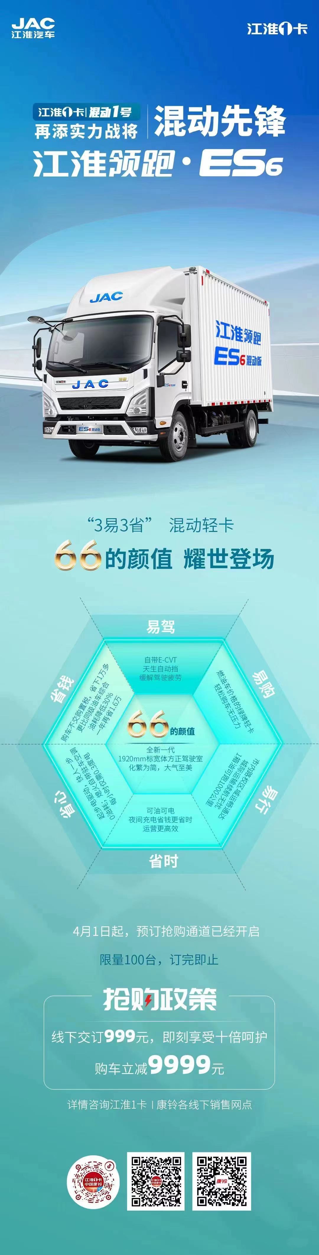 江淮1卡·混動1號再添實力戰將 “混動先鋒”——江淮領跑·ES6耀世登場