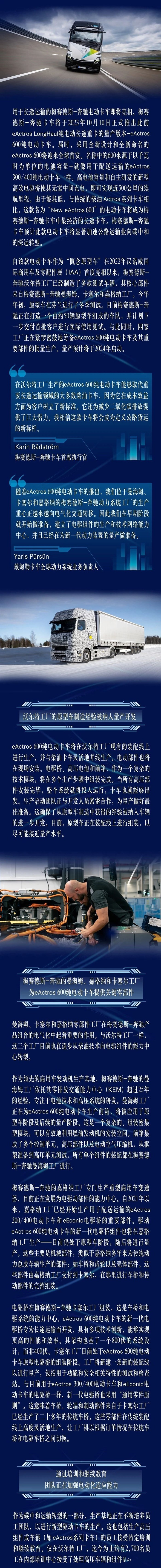 官宣!梅賽德斯-奔馳eActros LongHaul純電動長途重卡量產版10月全球首發